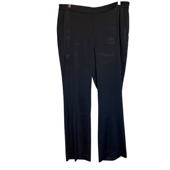 Chico's Modern Tailored Satin Classic Pants Black Trousers Office Goth Size 16R - Picture 2 of 12